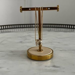 Kate Spade Small SQUARE Clear Stone Pendant Necklace with Gold plating.